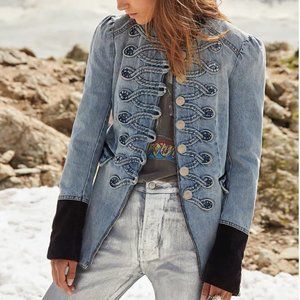 Free People Denim Seamed and Structured Jacket Sz M
